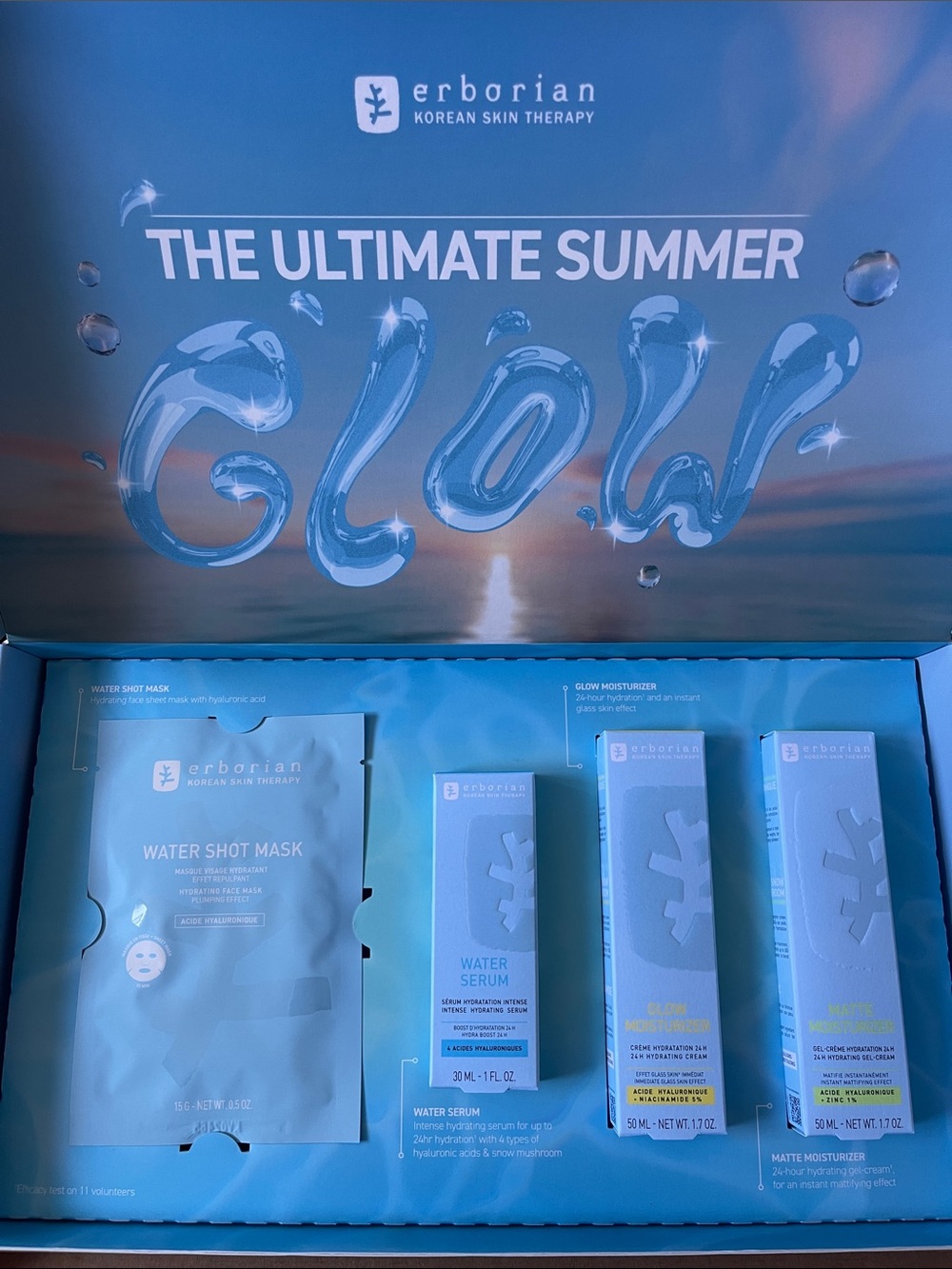 Erborian Water Shot mask water Serum & Glow moisturizer & Matt moisturizer Set